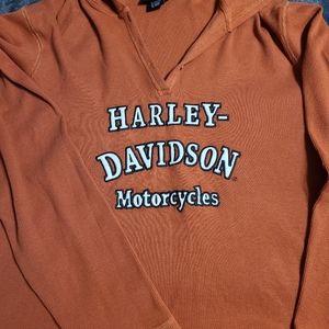 Long sleeve orange thermal hoodie Harley Davidson, size 2W